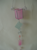T-light hanger w/chain pink